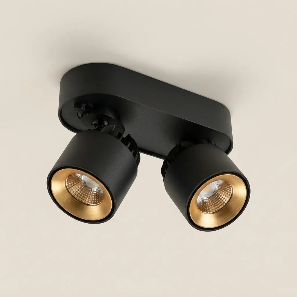 Spot LED COB orientable noir à réflecteur doré