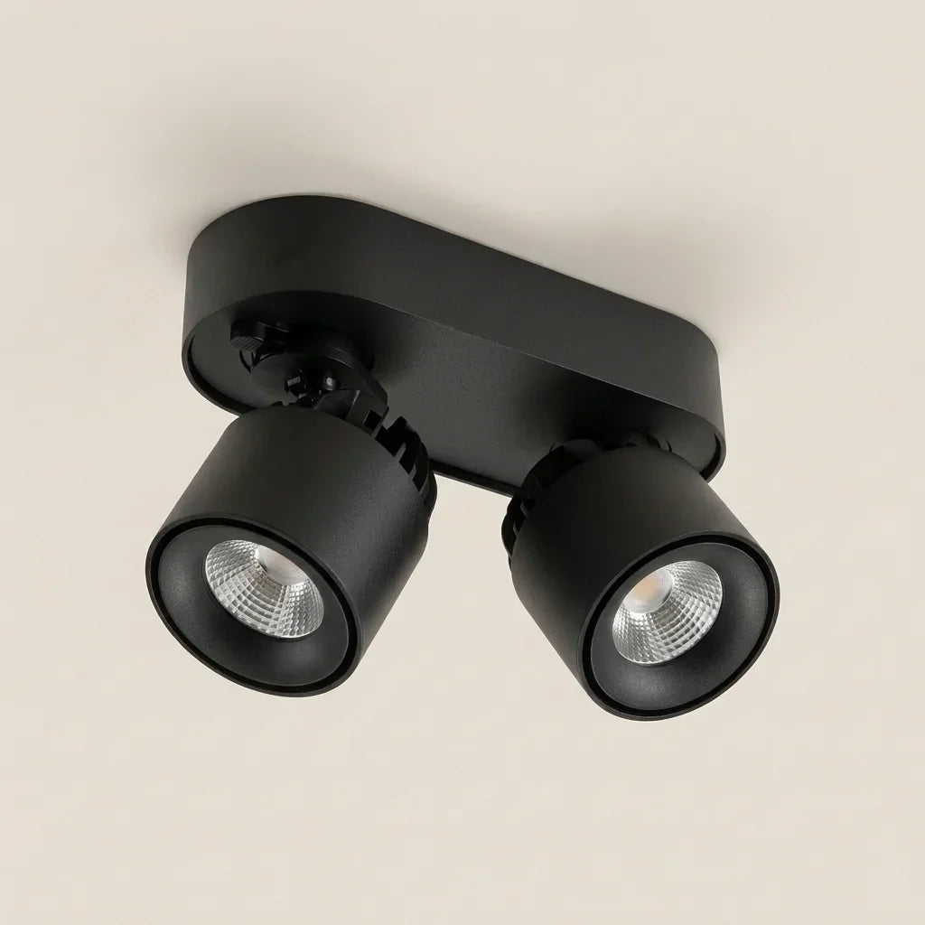 Spot LED COB orientable 2 têtes noir