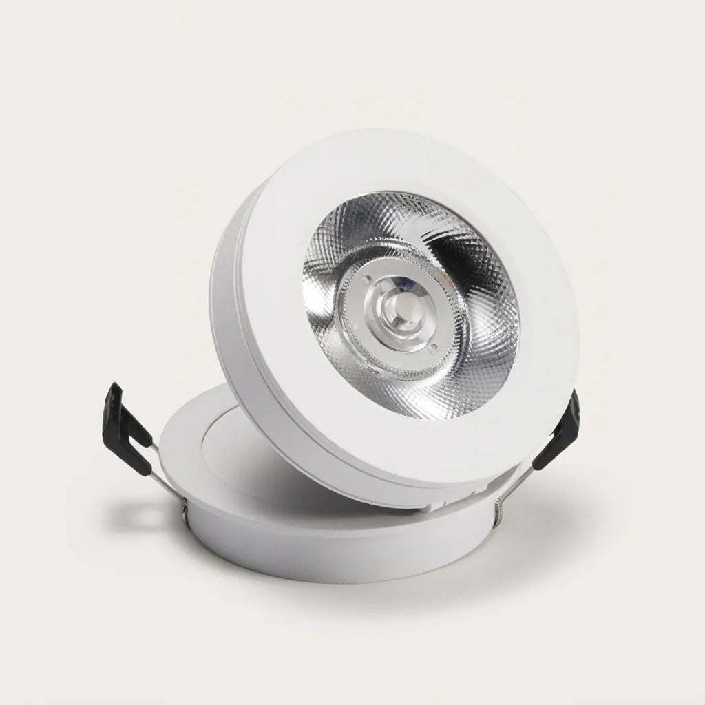 Spot LED COB encastrable orientable, finition blanche