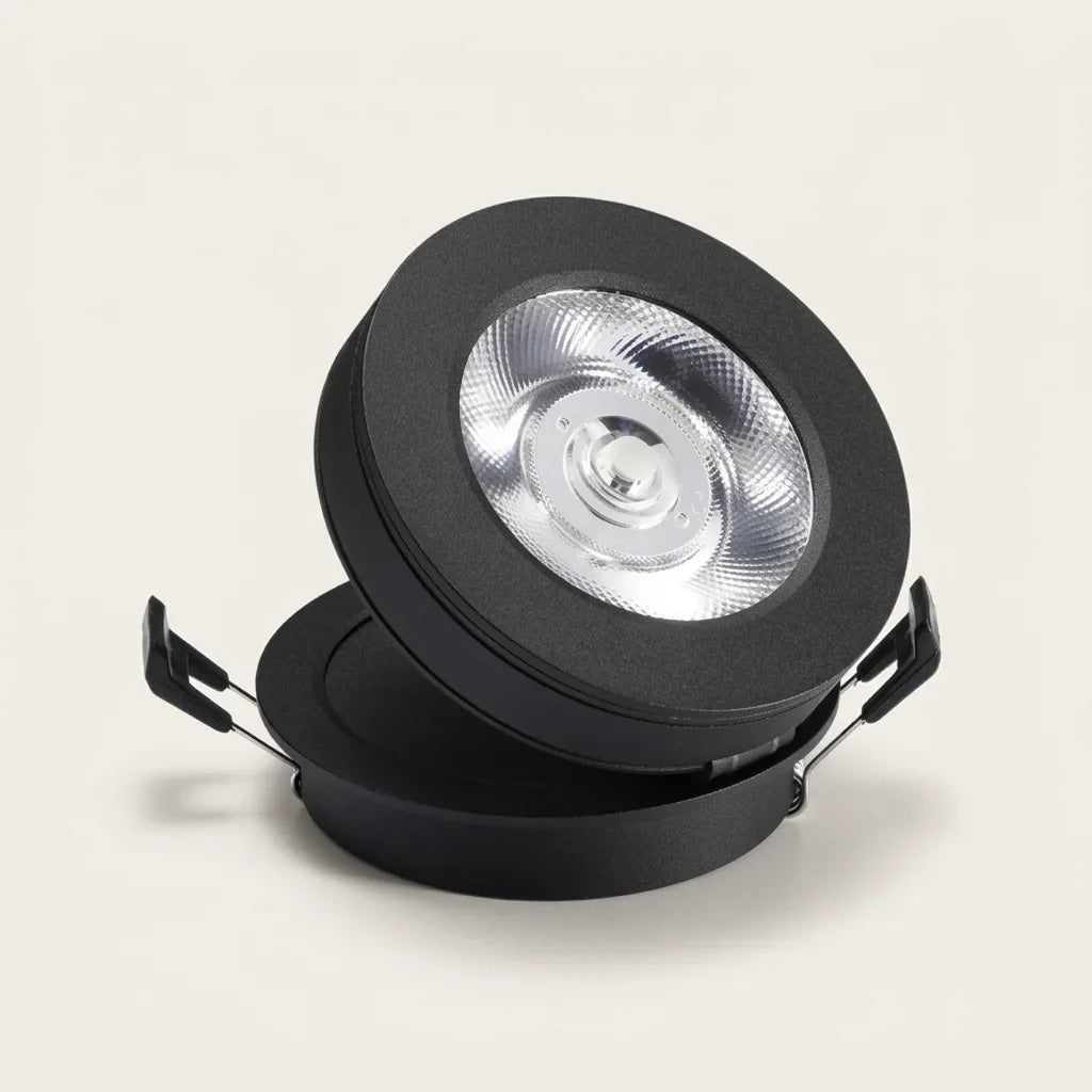 Spot LED COB encastrable orientable, finition noire