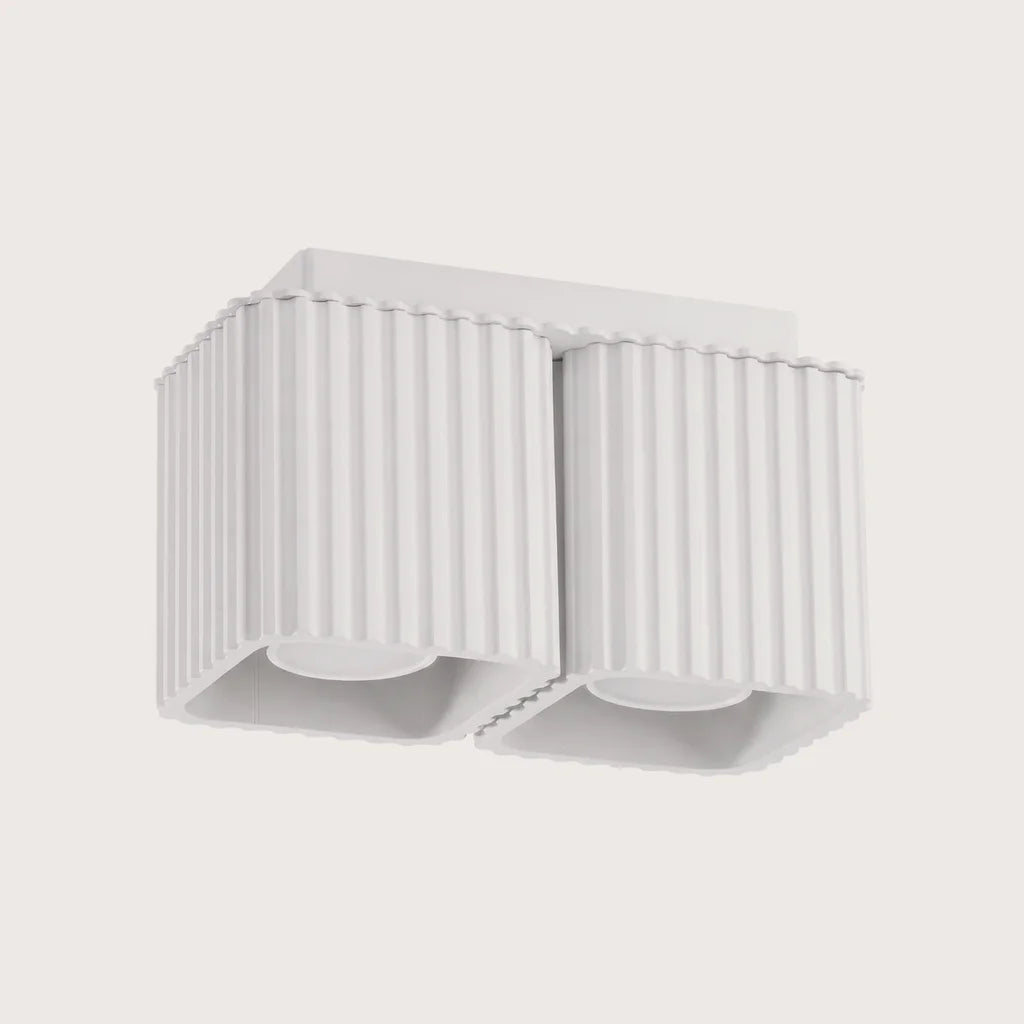 Spot plafond carré cannelé en saillie, coloris blanc (2 spots – GU10)
