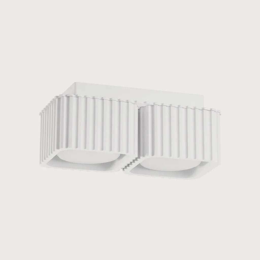 Spot plafond carré cannelé en saillie, coloris blanc (2 spots – GX53)