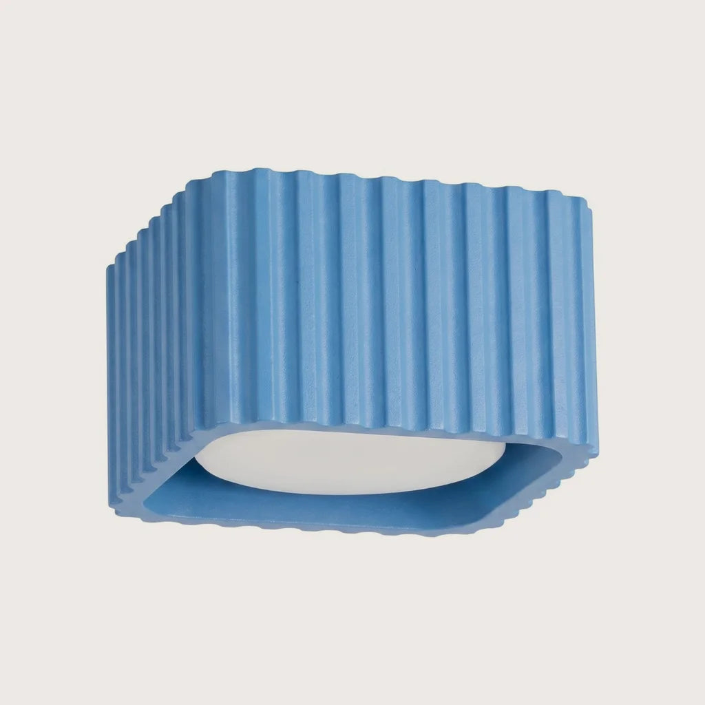 Spot plafond carré cannelé en saillie, coloris bleu clair (1 spot – GX53)
