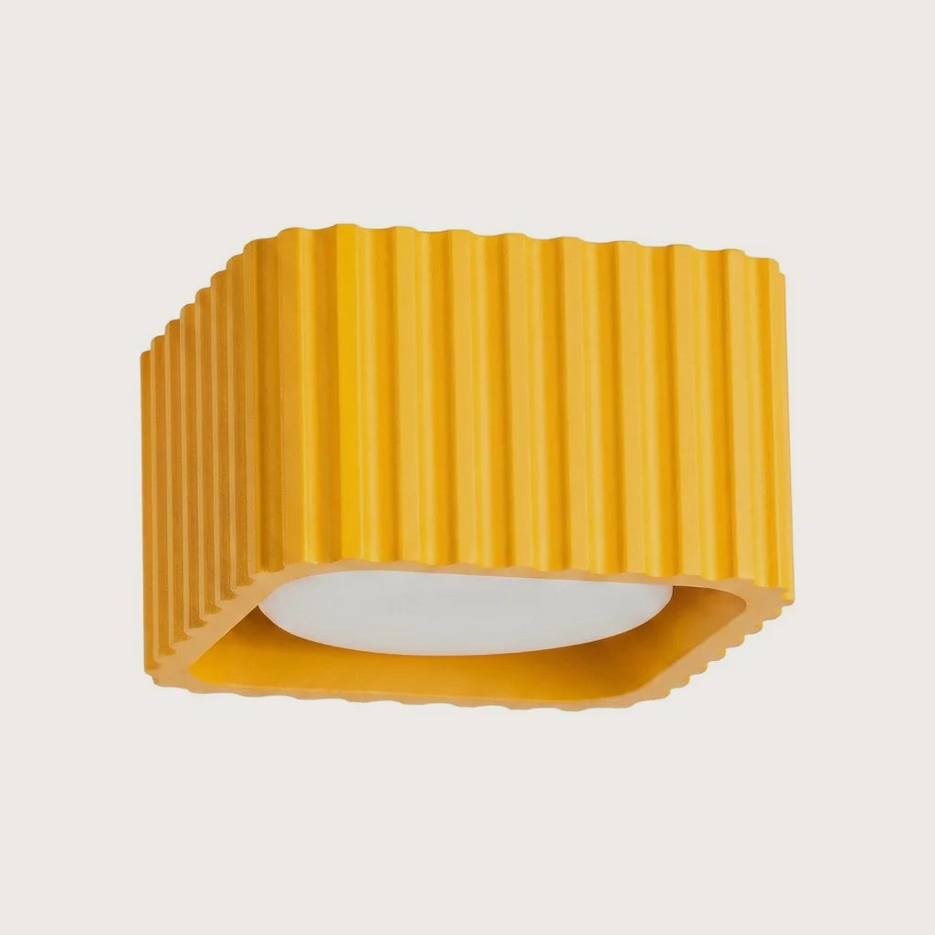 Spot plafond carré cannelé en saillie, coloris jaune (1 spot – GX53)