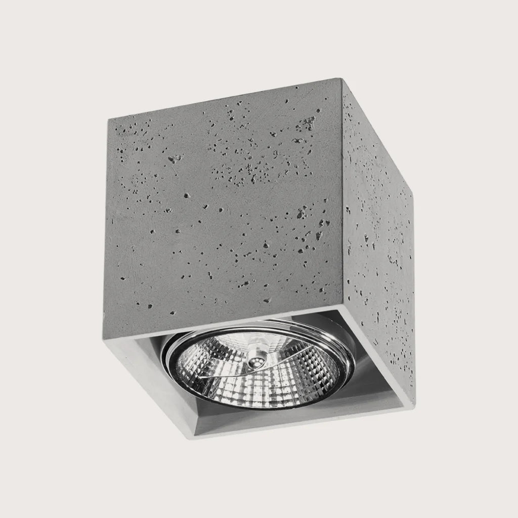 Spot plafond cube en béton 14 cm