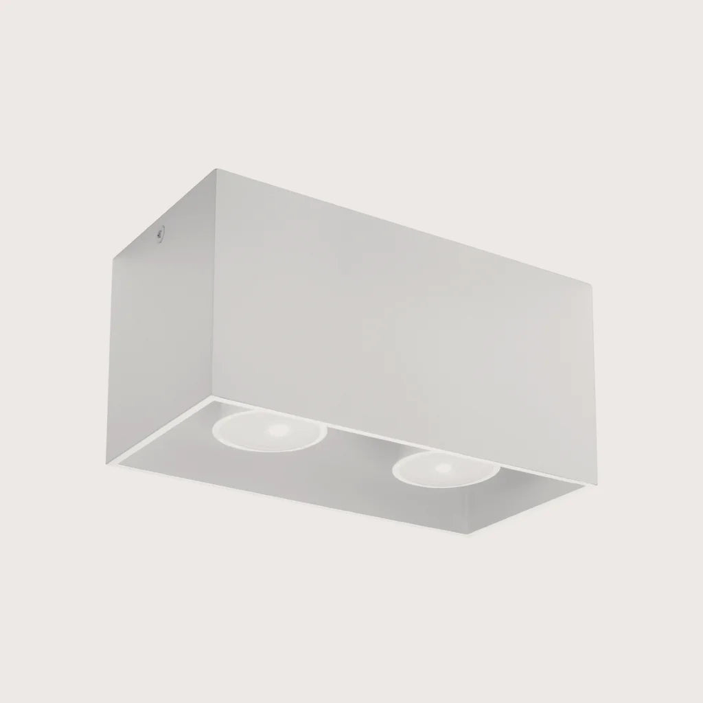 Spot plafond cube en saillie, coloris blanc (2 spots – aluminium – 20 × 10 cm)