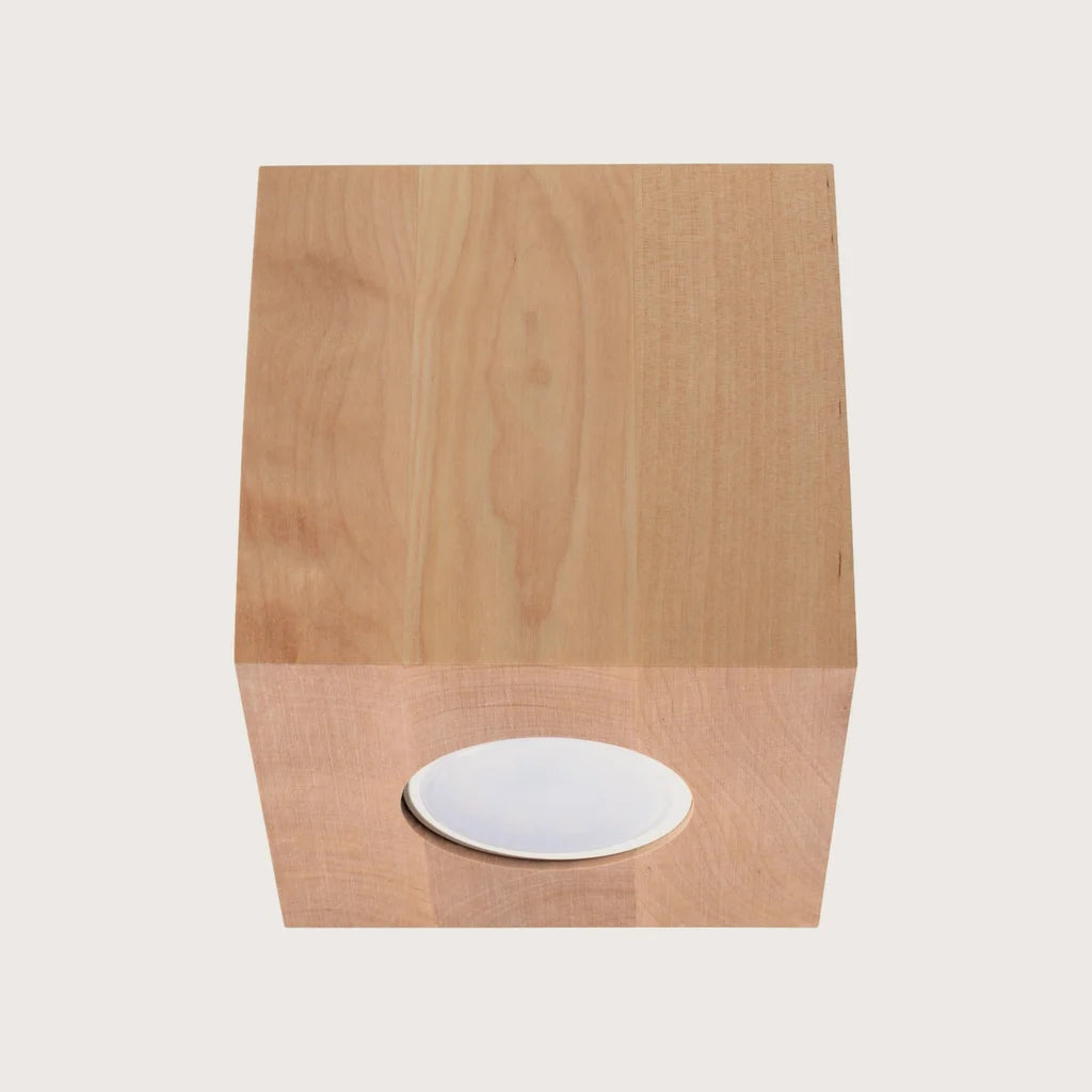 Spot plafond cube en saillie, coloris bois naturel (1 spot – bois)