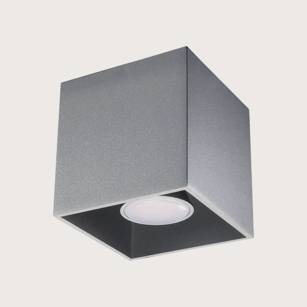 Spot plafond cube en saillie, coloris gris (1 spot – aluminium)