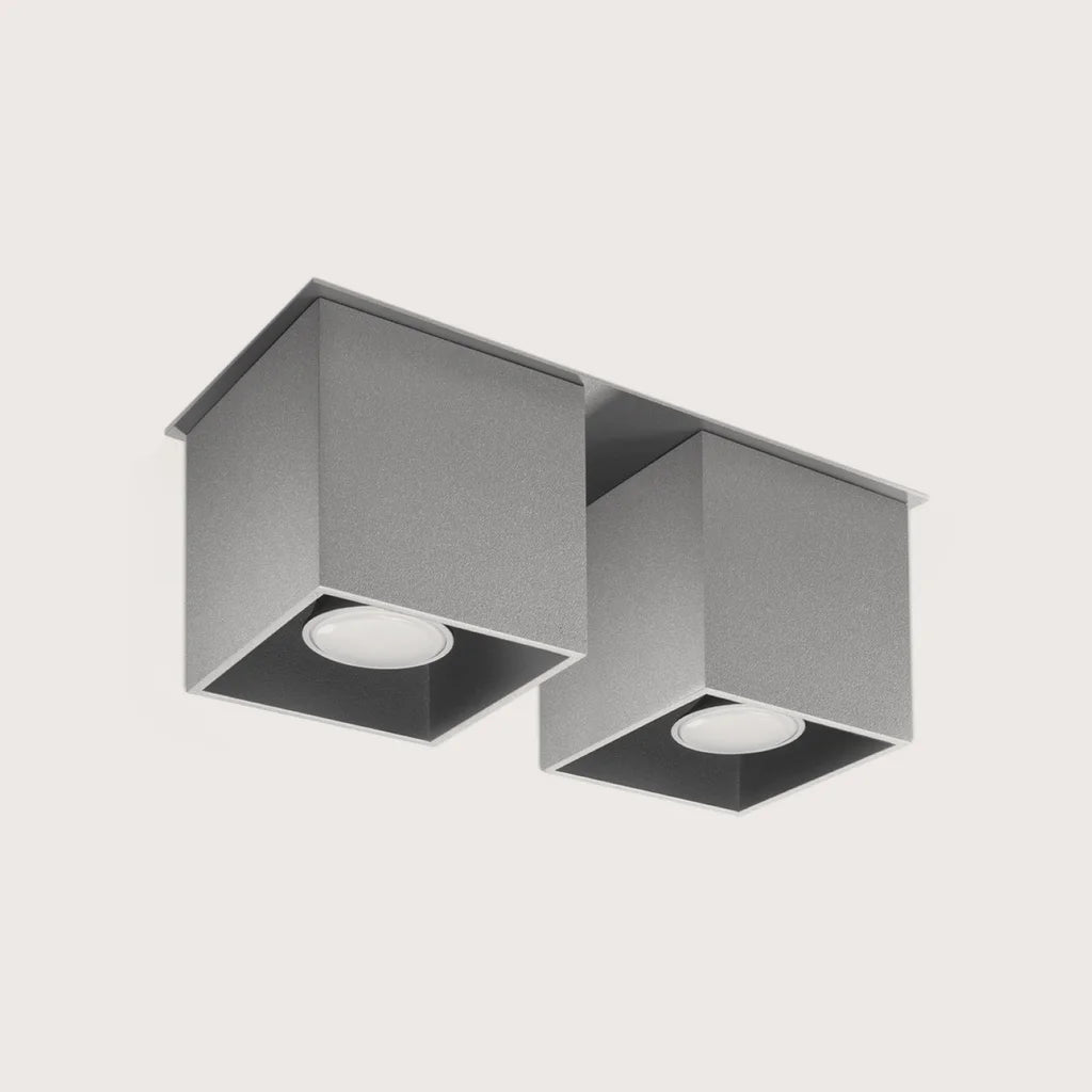 Spot plafond cube en saillie, coloris gris (2 spots – aluminium – 26 × 11 cm)
