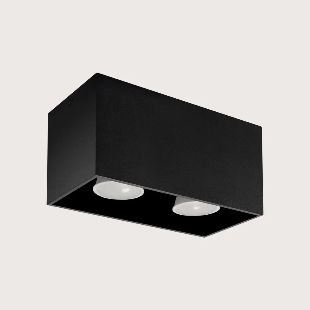 Spot plafond cube en saillie, coloris noir (2 spots – aluminium – 20 × 10 cm)