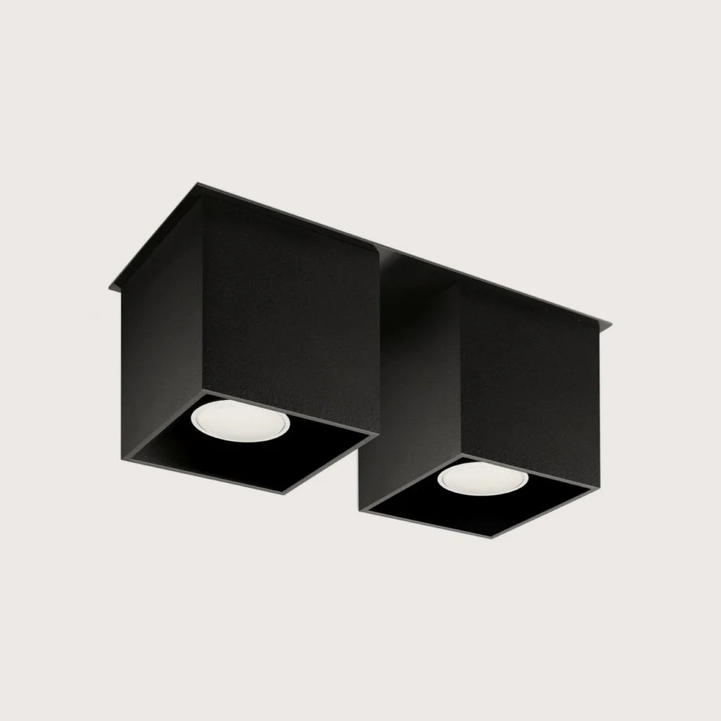 Spot plafond cube en saillie, coloris noir (2 spots – aluminium – 26 × 11 cm)