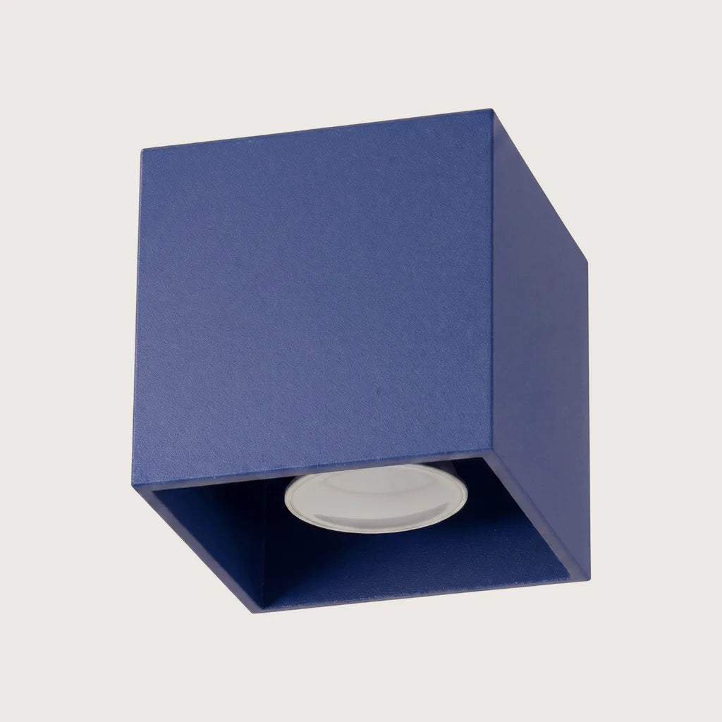 Spot plafond cube en saillie, coloris outremer (1 spot – aluminium)