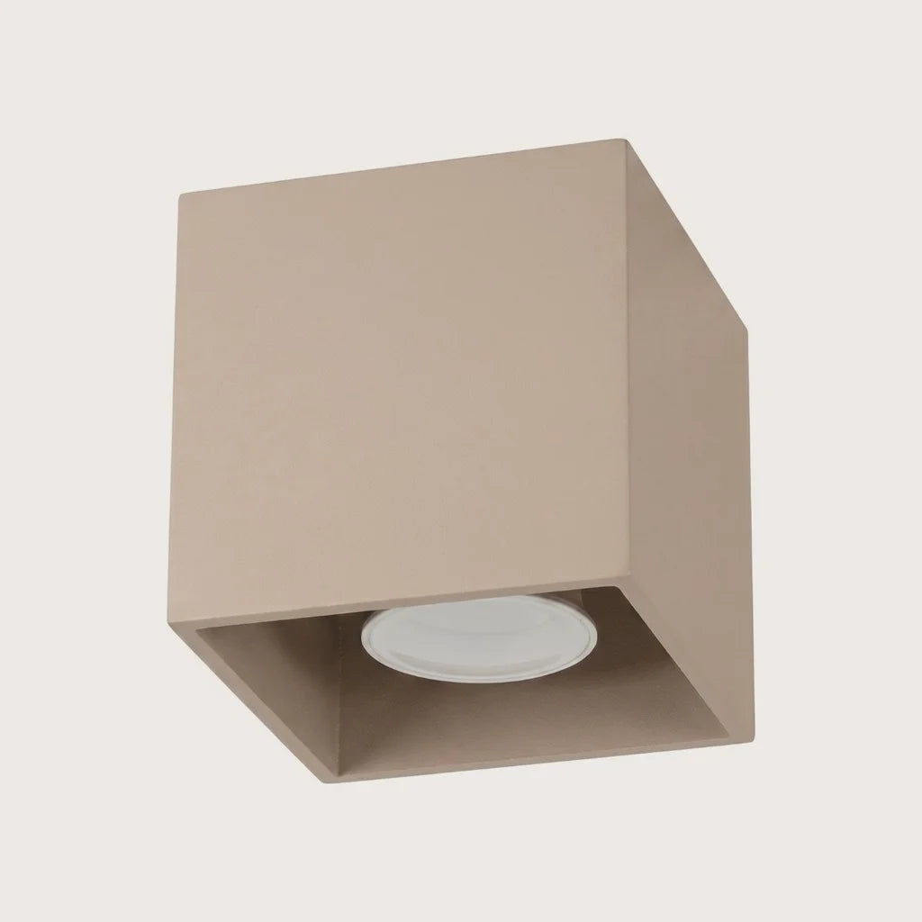 Spot plafond cube en saillie, coloris taupe (1 spot – aluminium)