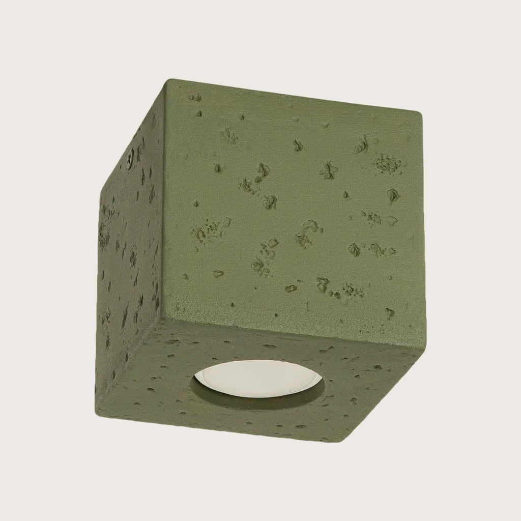 Spot plafond cube en saillie, coloris vert olive (1 spot – béton)