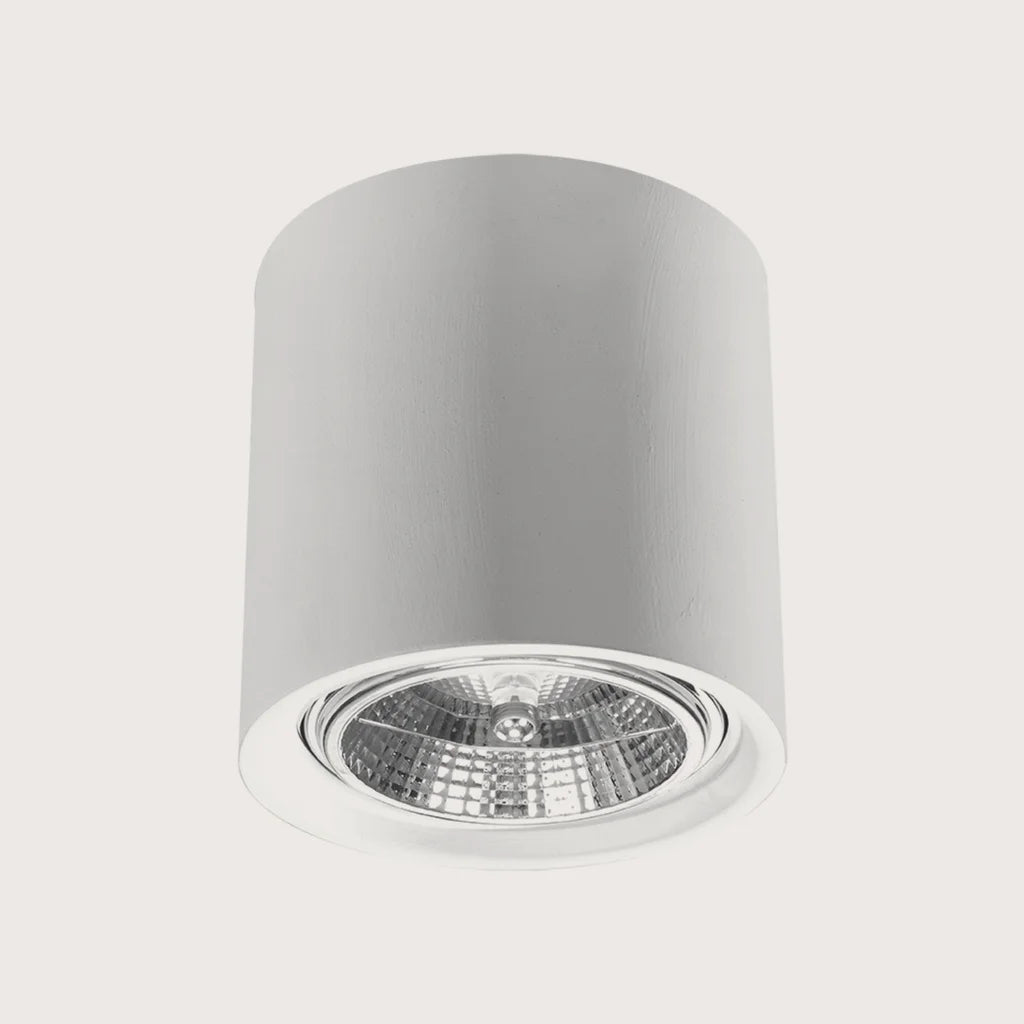 Spot plafond cylindre en céramique blanche