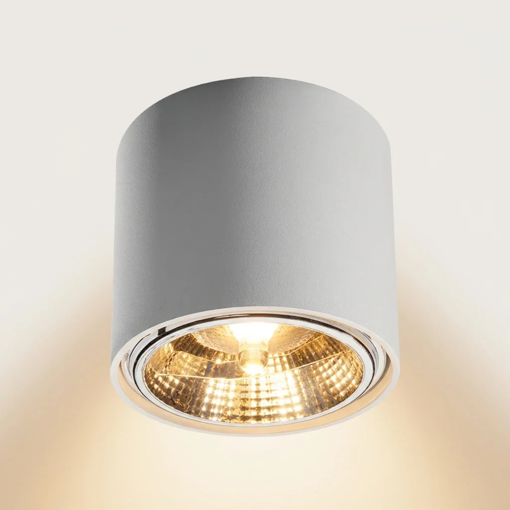 Spot plafond cylindre large ø 12 cm allumé