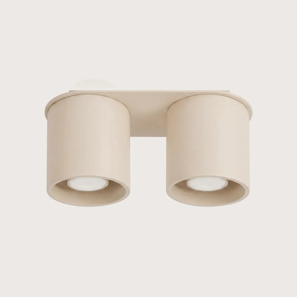 Spot plafond cylindre en saillie, coloris beige (2 spots – aluminium)