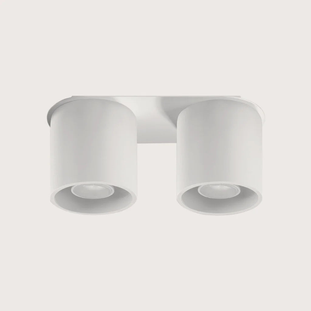 Spot plafond cylindre en saillie, coloris blanc (2 spots – aluminium)