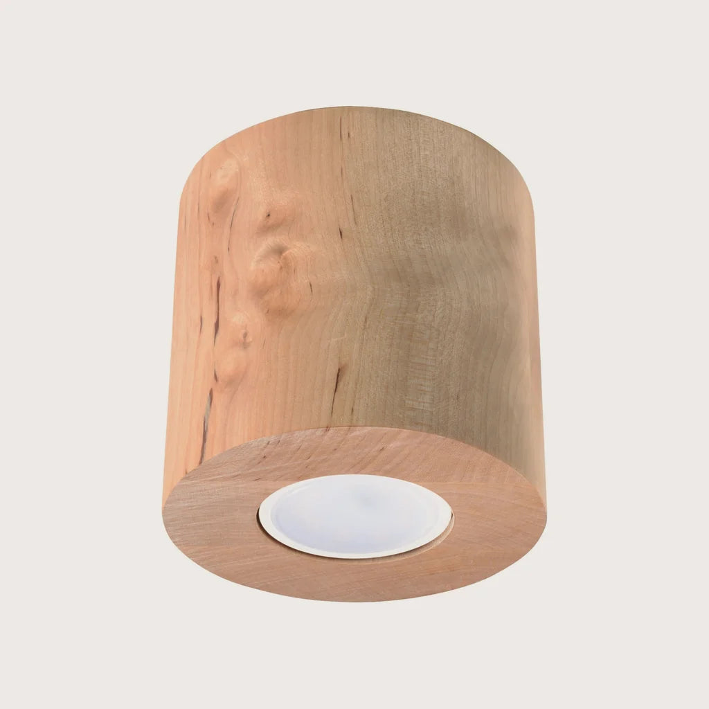 Spot plafond cylindre en saillie, coloris bois naturel (1 spot – bois)