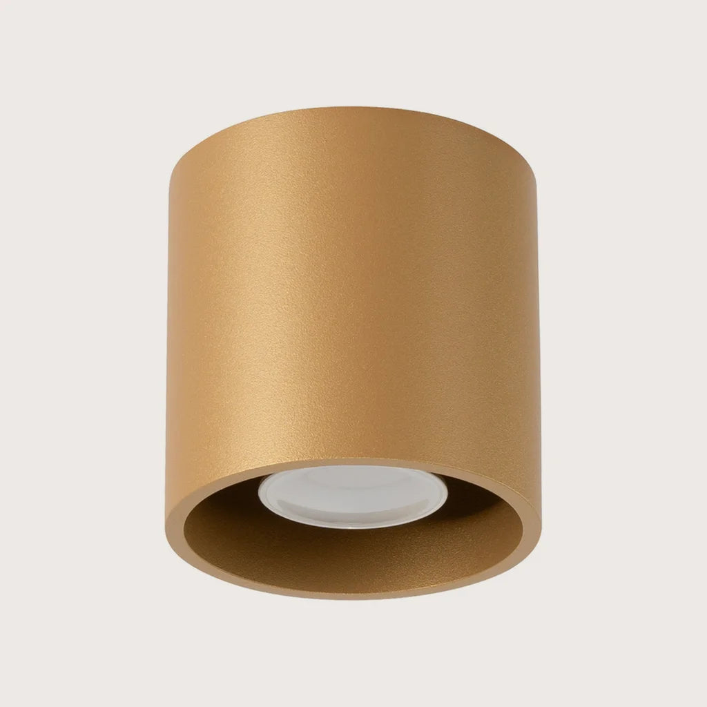 Spot plafond cylindre en saillie, coloris doré (1 spot – aluminium)