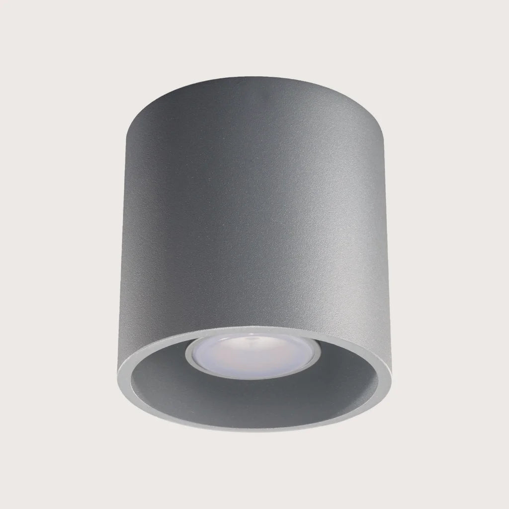 Spot plafond cylindre en saillie, coloris gris (1 spot – aluminium)