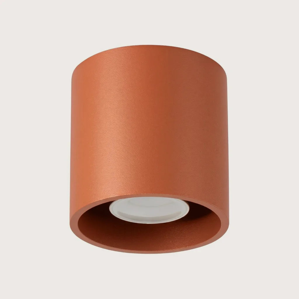 Spot plafond cylindre en saillie, coloris ocre rouge (1 spot – aluminium)