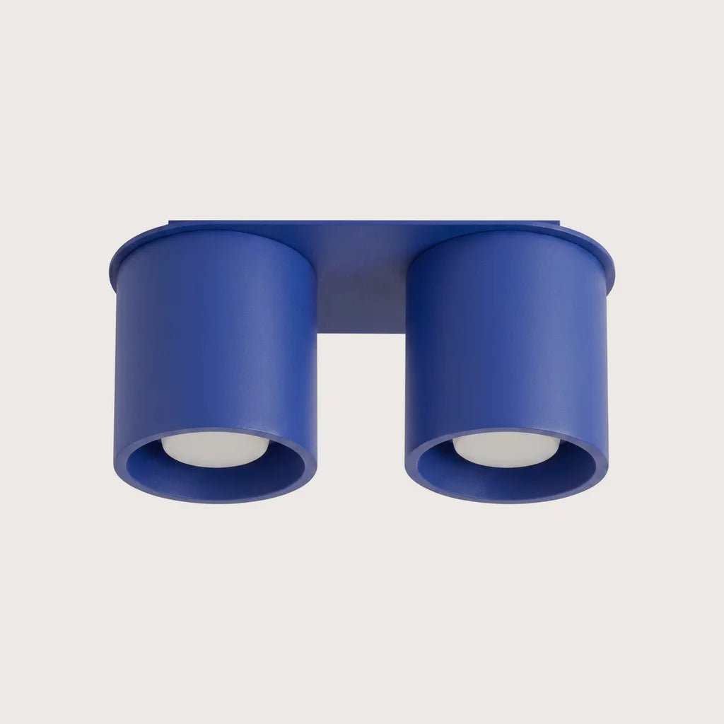 Spot plafond cylindre en saillie, coloris outremer (2 spots – aluminium)