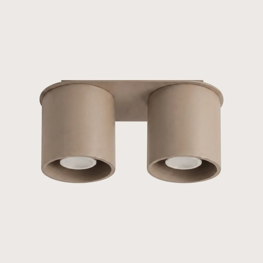 Spot plafond cylindre en saillie, coloris taupe (2 spots – aluminium)
