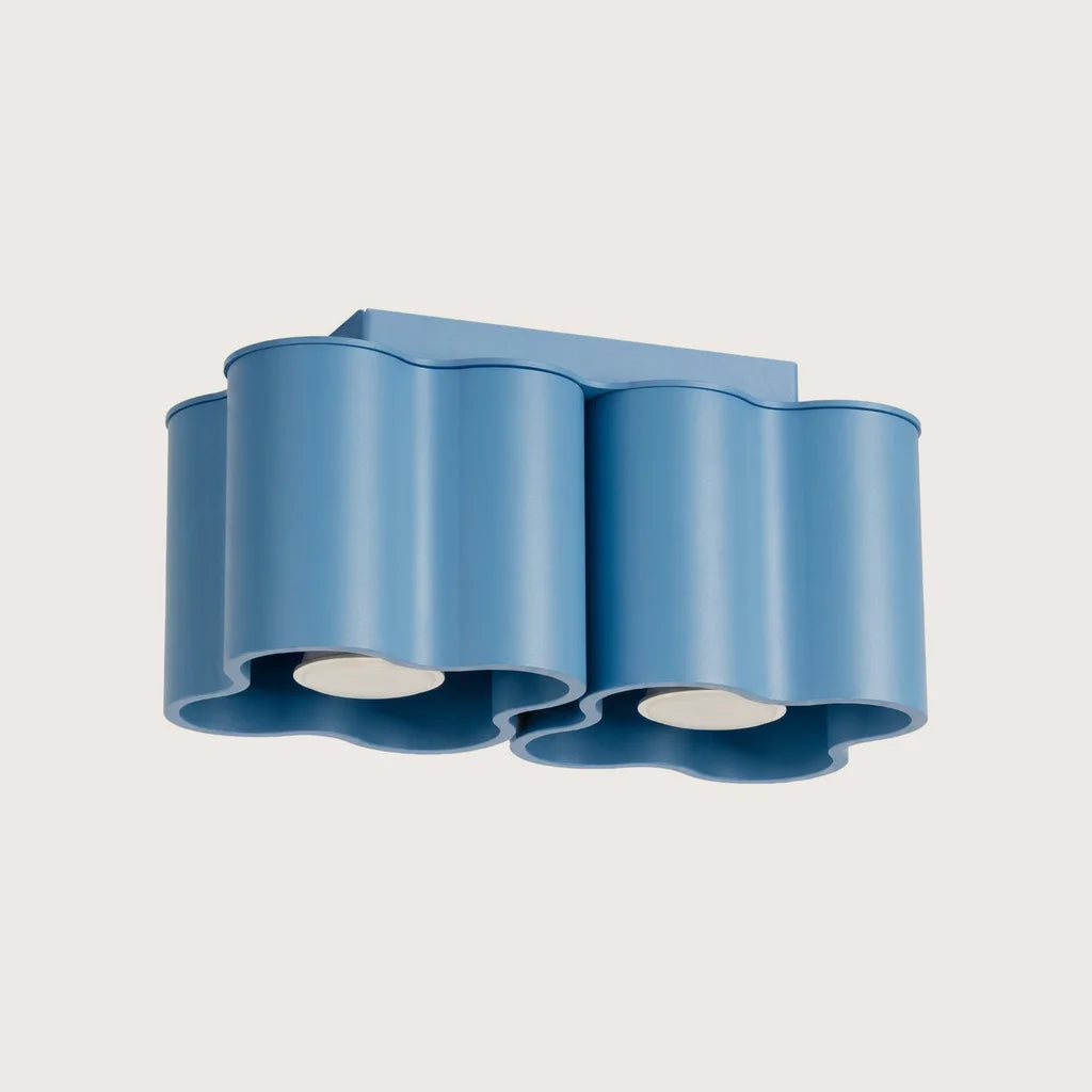 Spot plafond forme nuage en saillie, coloris bleu clair (2 spots – GU10)