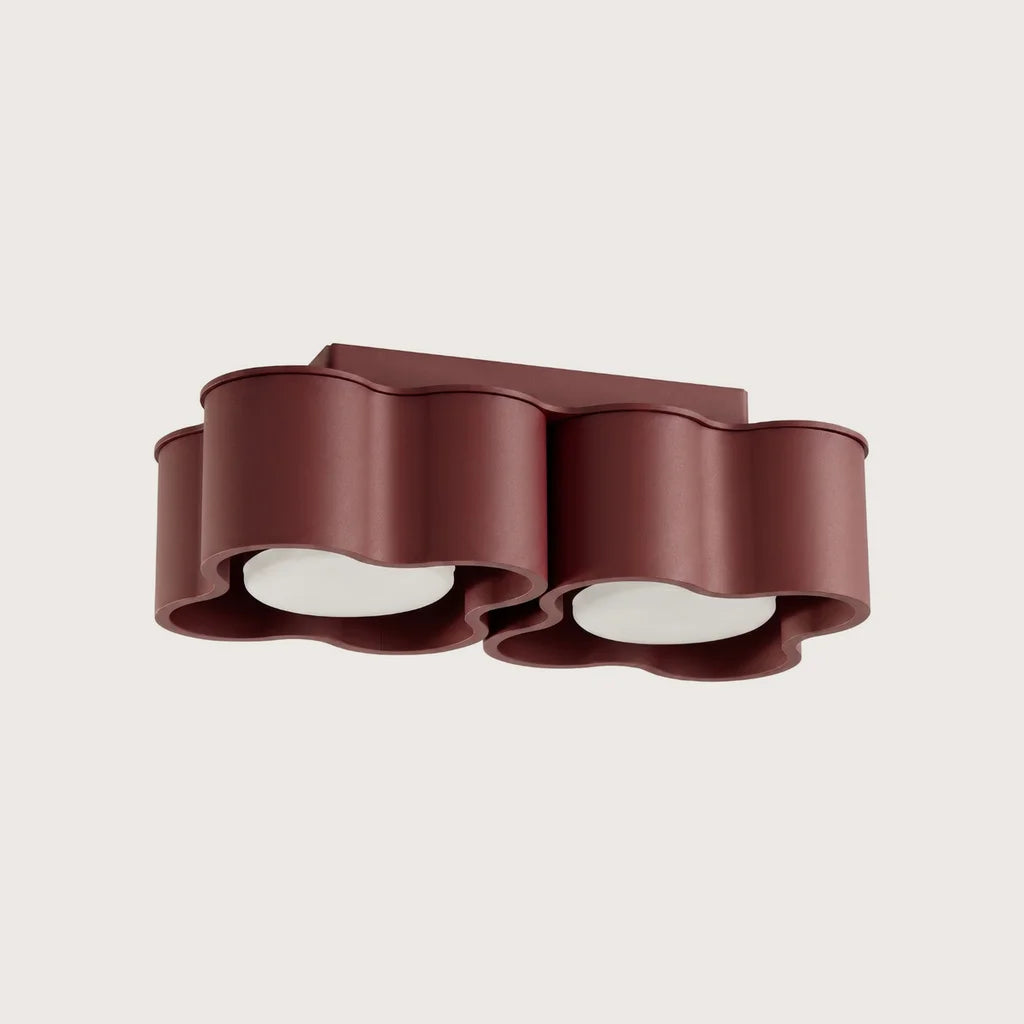 Spot plafond forme nuage en saillie, coloris bordeaux (2 spots – GX53)