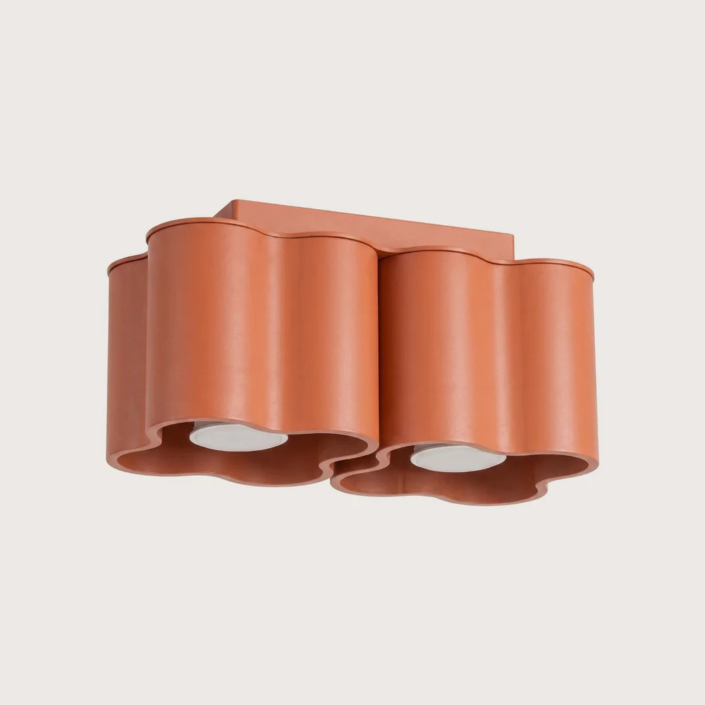 Spot plafond forme nuage en saillie, coloris ocre rouge (2 spots – GU10)