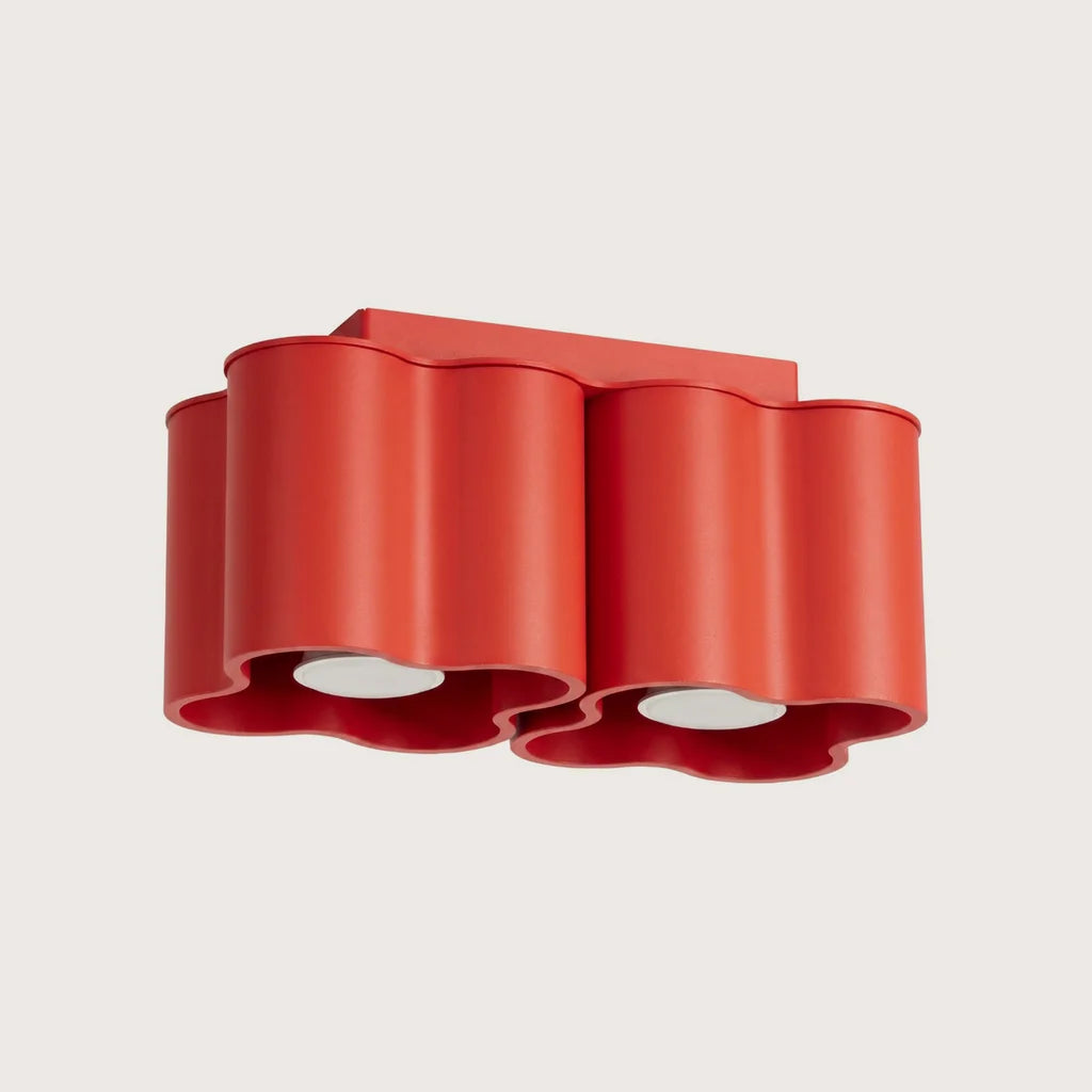 Spot plafond forme nuage en saillie, coloris rouge (2 spots – GU10)