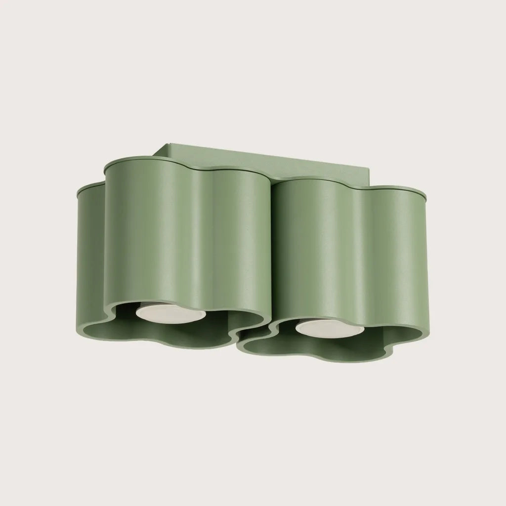 Spot plafond forme nuage en saillie, coloris sauge (2 spots – GU10)