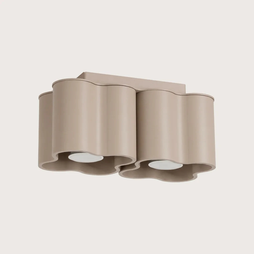 Spot plafond forme nuage en saillie, coloris taupe (2 spots – GU10)