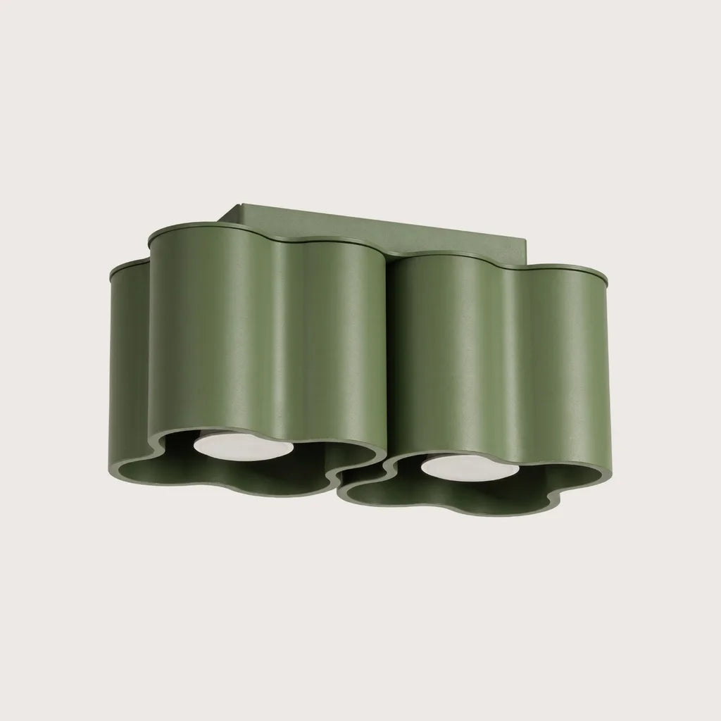 Spot plafond forme nuage en saillie, coloris vert olive (2 spots – GU10)