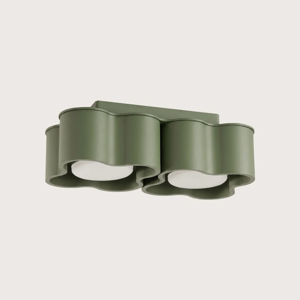 Spot plafond forme nuage en saillie, coloris vert olive (2 spots – GX53)