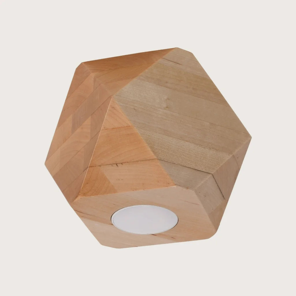 Spot plafond géométrique en bois naturel