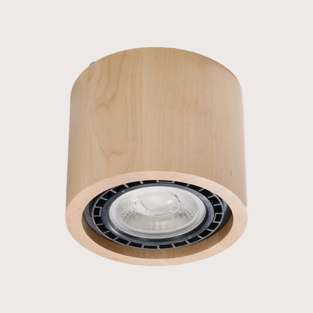 Spot plafond rond en béton ou bois, coloris bois naturel (1 spot – bois)