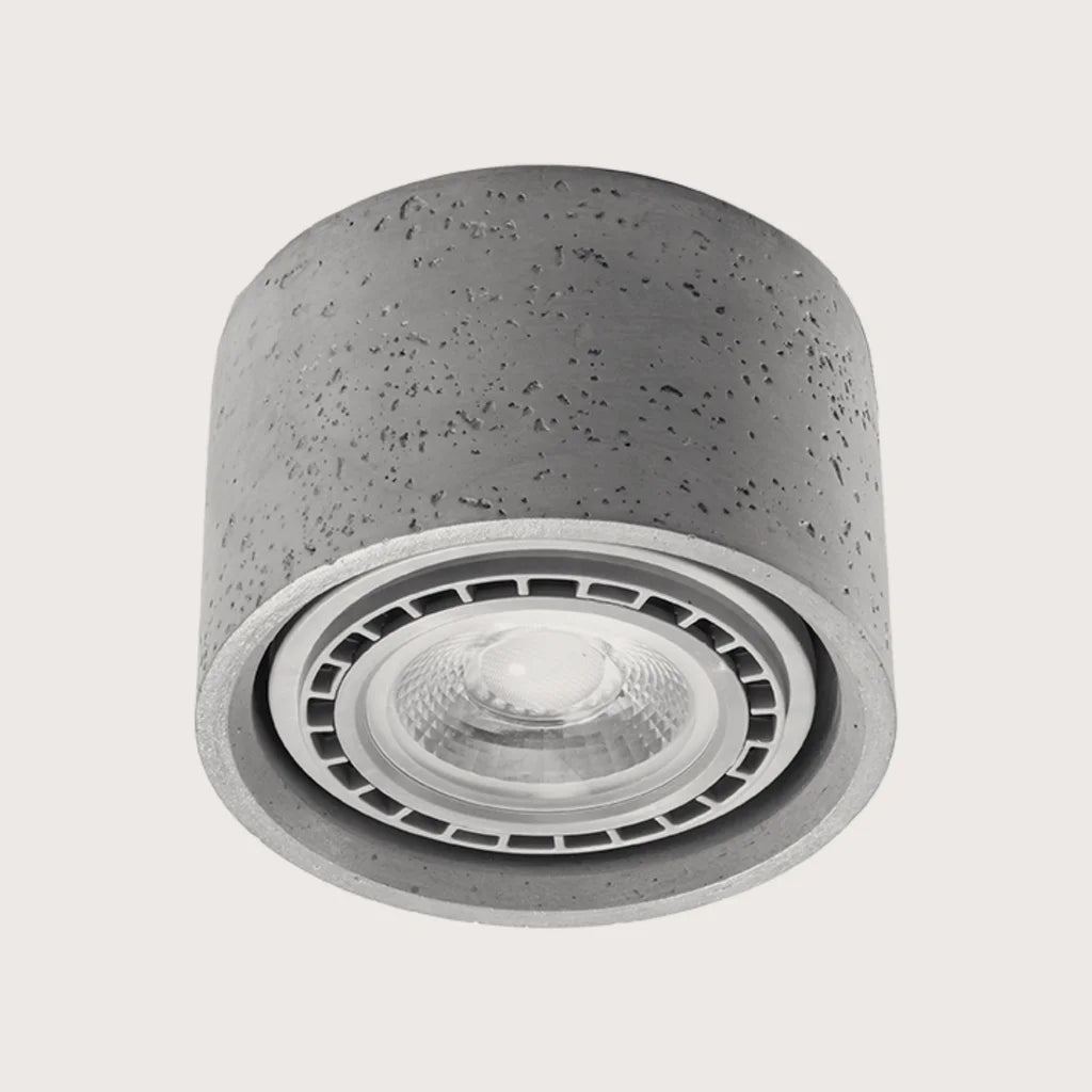 Spot plafond rond en béton ou bois, coloris gris (1 spot – béton)