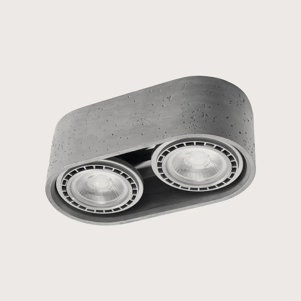Spot plafond rond en béton ou bois, coloris gris (2 spots – béton)