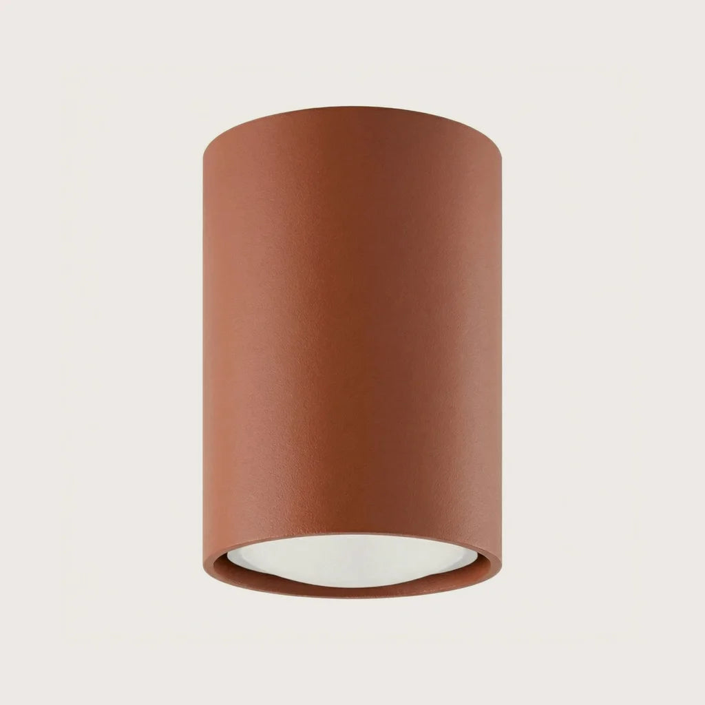 Spot plafond tube en saillie, coloris ocre rouge (Hauteur 10 cm)
