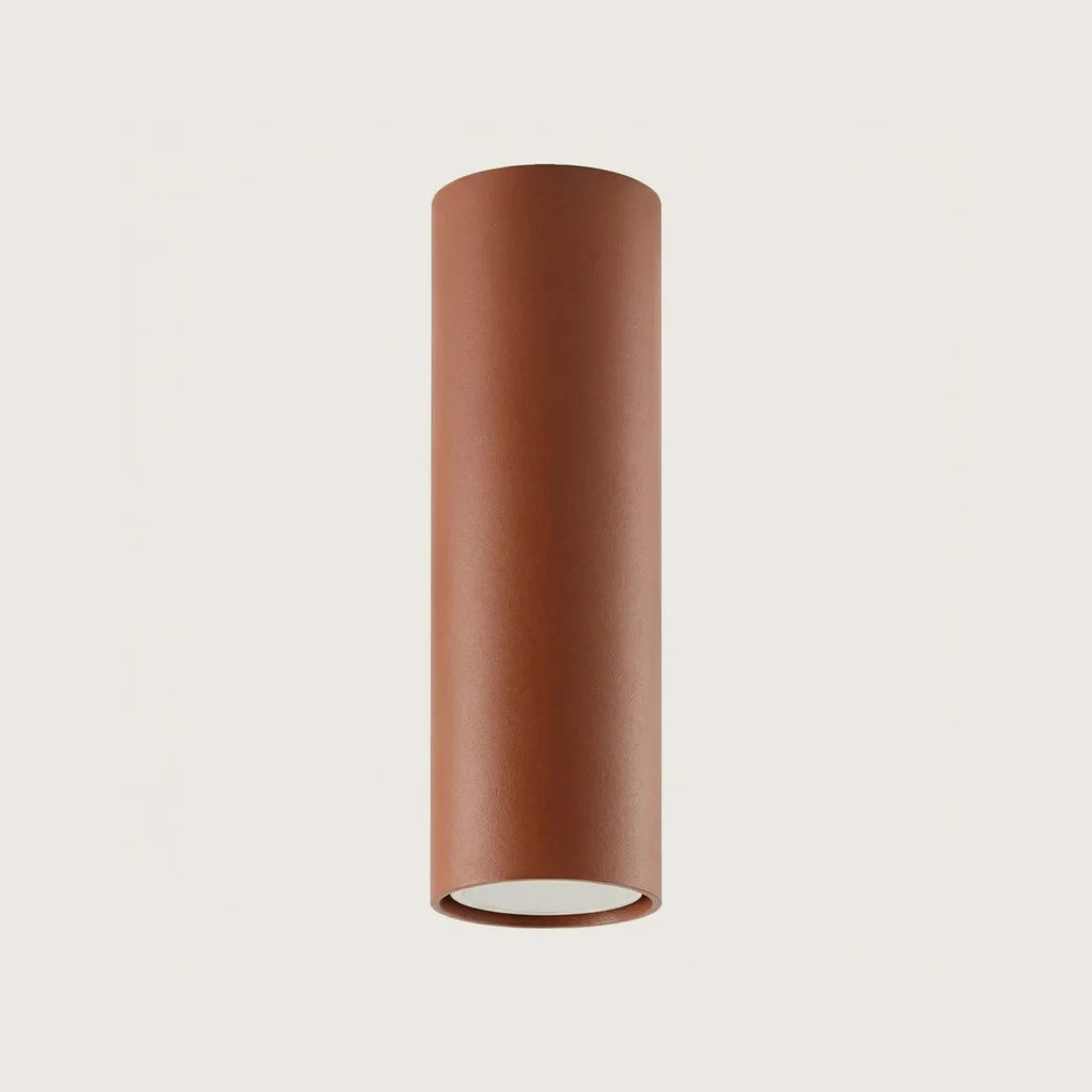 Spot plafond tube en saillie, coloris ocre rouge (Hauteur 20 cm)