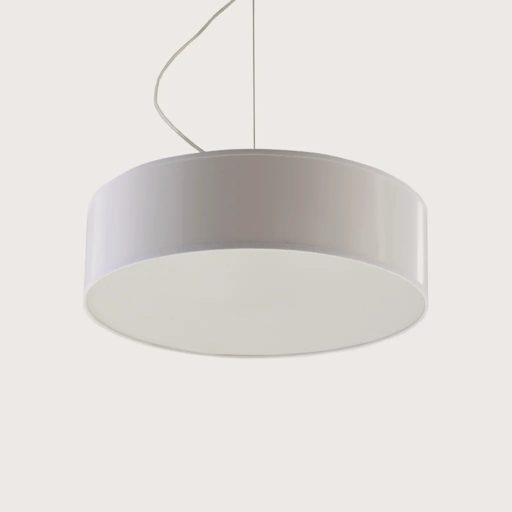 Suspension abat-jour cylindrique large, coloris blanc (Ø 35 cm)