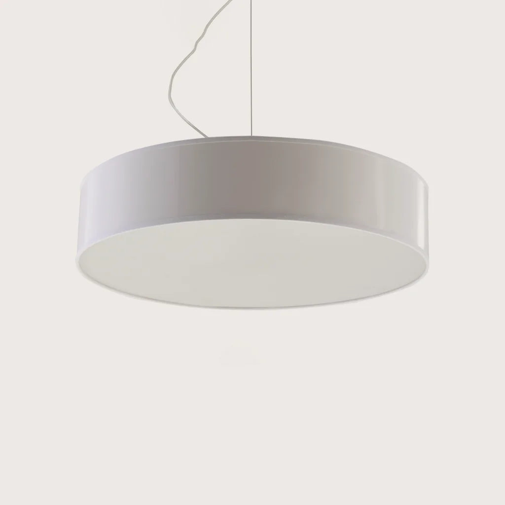 Suspension abat-jour cylindrique large, coloris blanc (Ø 45 cm)