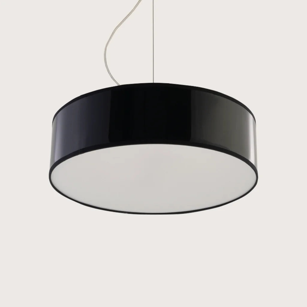 Suspension abat-jour cylindrique large, coloris noir (Ø 35 cm)