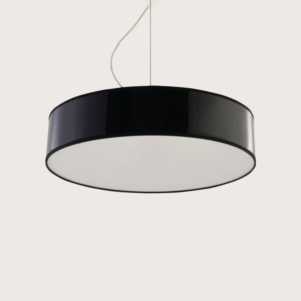 Suspension abat-jour cylindrique large, coloris noir (Ø 45 cm)
