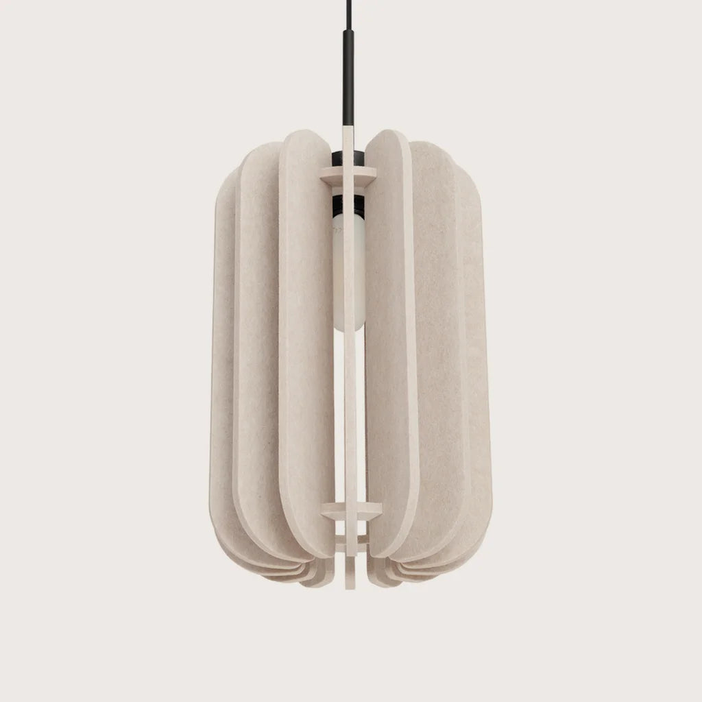 Suspension abat-jour en feutre à lamelles, coloris beige et noir (Ø 27 cm)