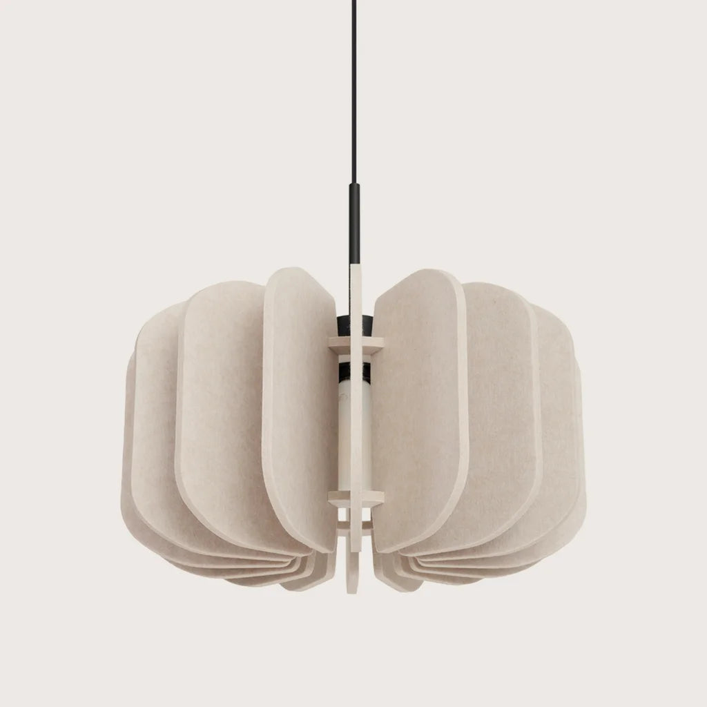 Suspension abat-jour en feutre à lamelles, coloris beige et noir (Ø 45 cm)