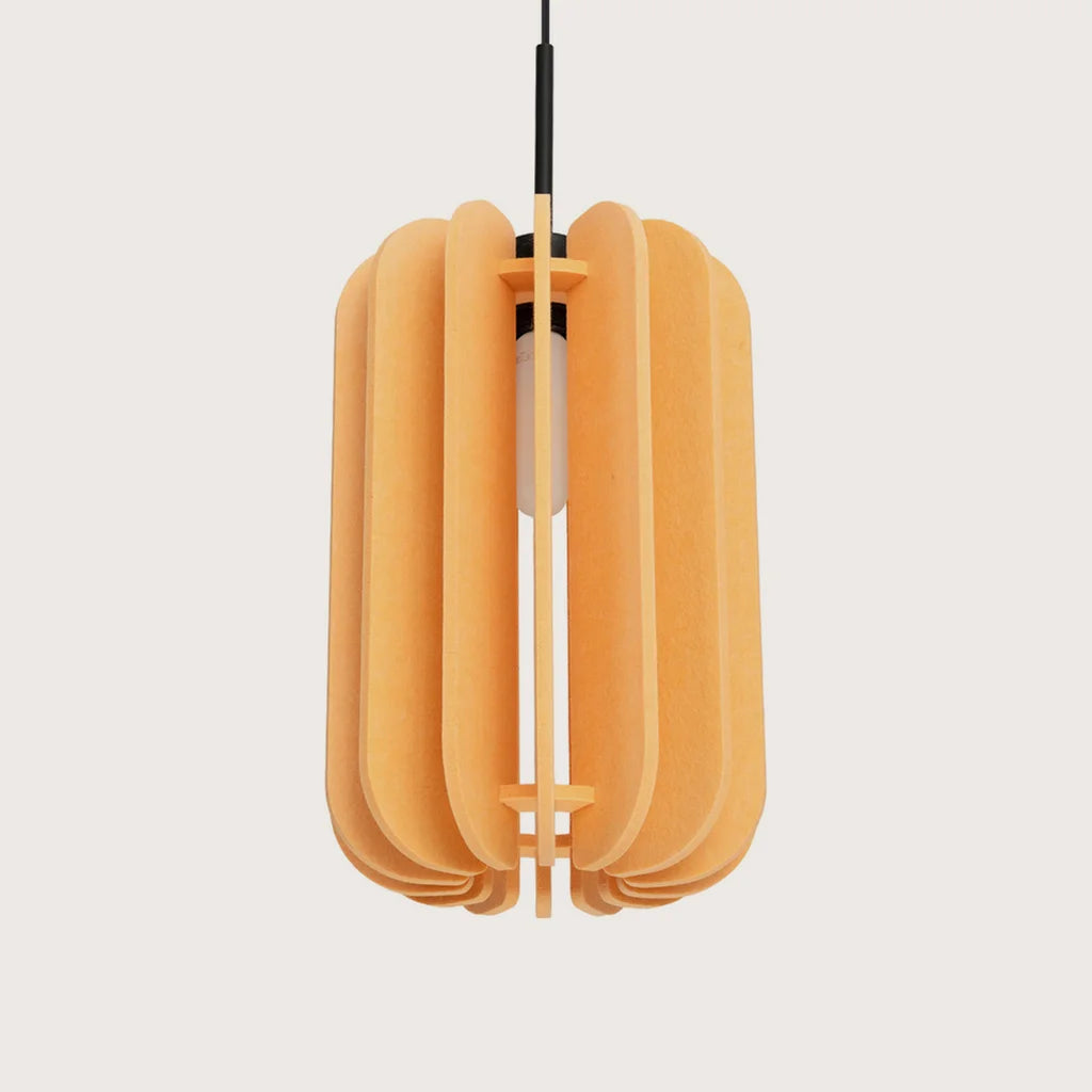 Suspension abat-jour en feutre à lamelles, coloris jaune et noir (Ø 27 cm)