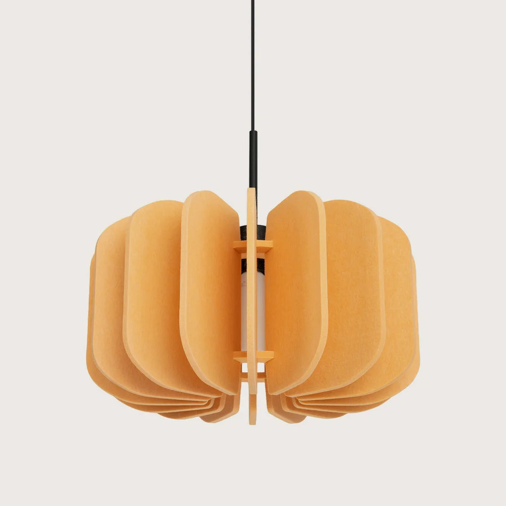 Suspension abat-jour en feutre à lamelles, coloris jaune et noir (Ø 45 cm)